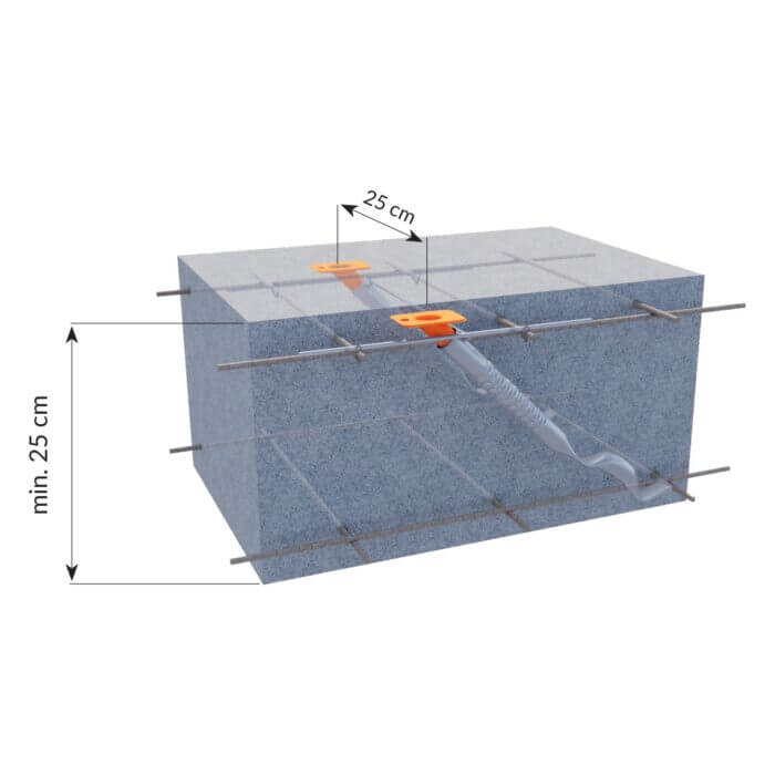Ankerhülse STEEL DW15-330 45° mit Montageeisen – Bild 2